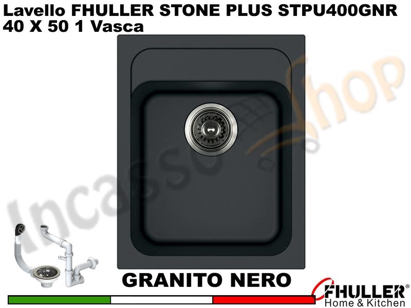 FHULLER Lavello incasso Cucina GRANITO STONE PLUS 40X51 1 Vasca Granito NERO
