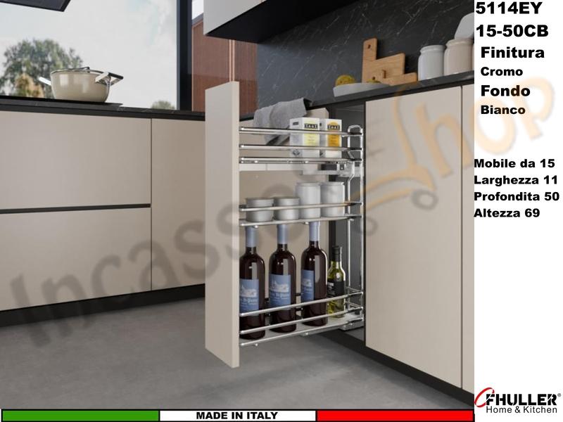 Cestello FHULLER Base Jolly ELLITE Estraibile 3 Ripiani da 15 Prof.50 CR-BIANCO