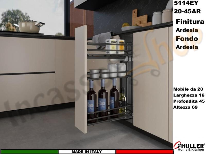 Cestello FHULLER Base Jolly ELLITE Estraibile 3 Ripiani da 20 Prof.45 ARDESIA