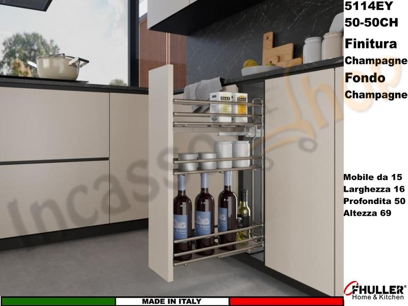 Cestello FHULLER Base Jolly ELLITE Estraibile 3 Ripiani da 20 Prof.50 CHAMPAGNE