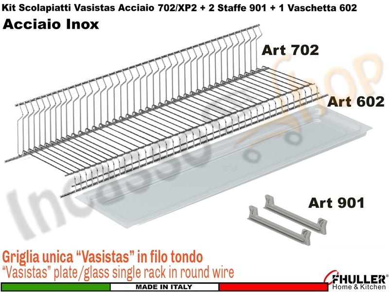 Kit Scolapiatti Vasistas Pensile 60 702/60 + 2 Staffe 901 + Vaschetta 602
