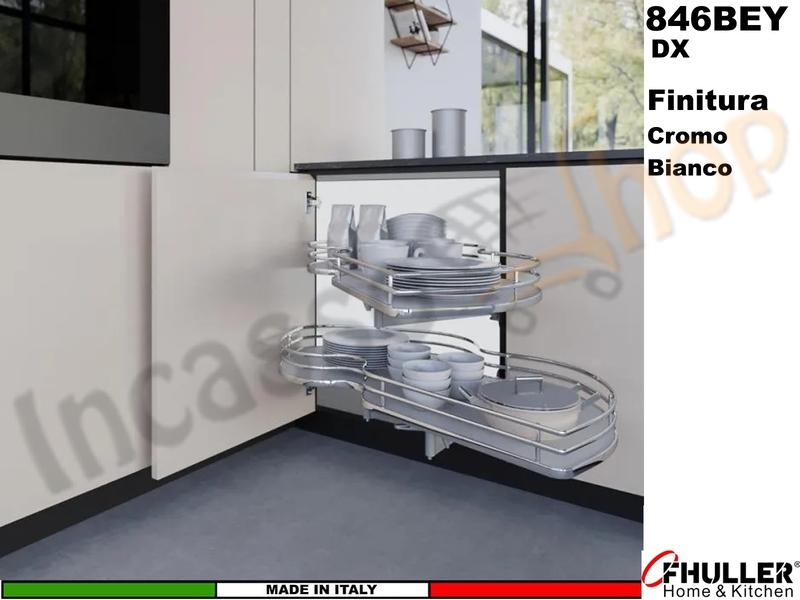 FHULLER Meccanismo Estraibile Ammortizzato Base Angolo Anta da 45 DX Cr-Bianco