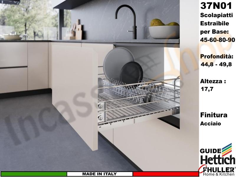 Scolapiatti Estraibile FHULLER Base cm.45 37N01/45-Guide HETTICH Prof. 44,8