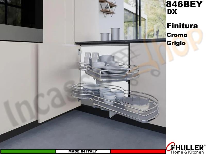 FHULLER Meccanismo Estraibile Ammortizzato Base Angolo Anta da 45 DX Vari Colori