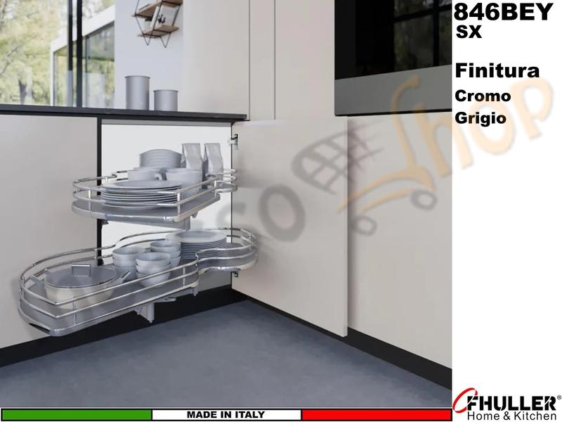FHULLER Meccanismo Estraibile Ammortizzato Base Angolo Anta da 45 SX Vari Colori