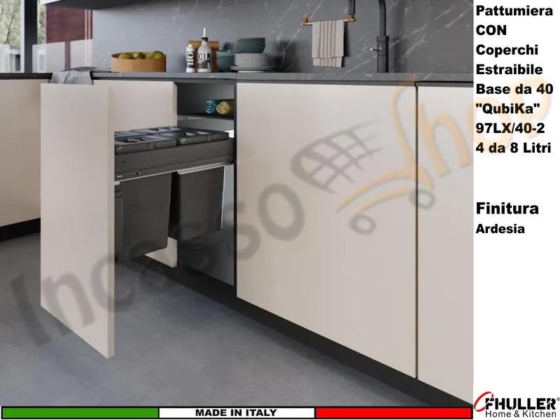 FHULLER Pattumiera Estraibile 97LX/40-2AR Fissaggio Anta Base 40 4 Secchi