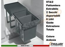 FHULLER Pattumiera Incasso Estraibile Frontale in Plastica Ardesia 2 Secchi