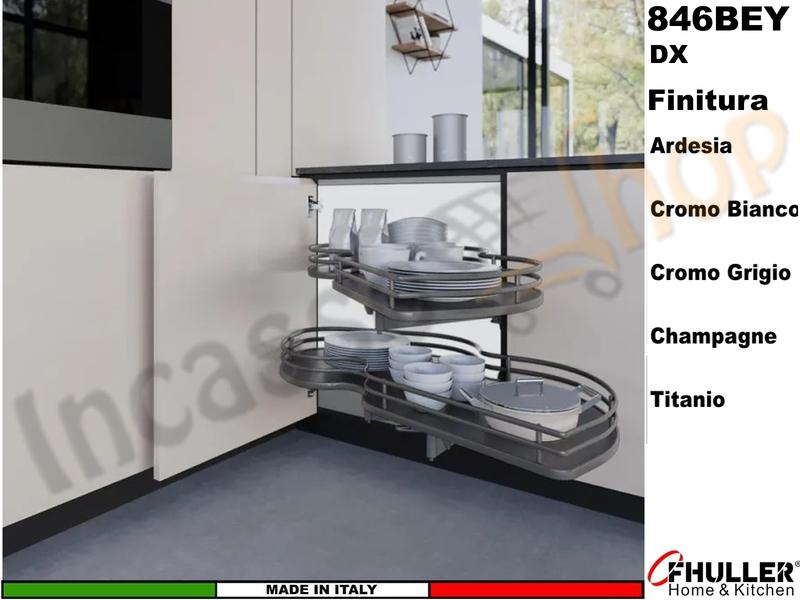 FHULLER Meccanismo Estraibile Ammortizzato Base Angolo Anta da 45 DX Vari Colori