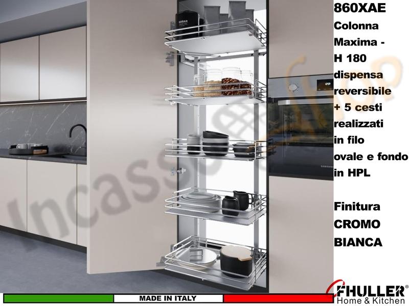 Colonna Dispensa Reversibile ELLITE 860XAE H.180 + 5 Cesti Da 15 a 75 Cr-Bianco