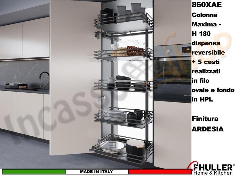 Colonna Dispensa Reversibile ELLITE 860XAE H.180 + 5 Cesti Da 30 a 75 ARDESIA