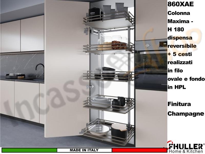 Colonna Dispensa Reversibile ELLITE 860XAE H.180 + 5 Cesti Da 30 a 75 CHAMPAGNE