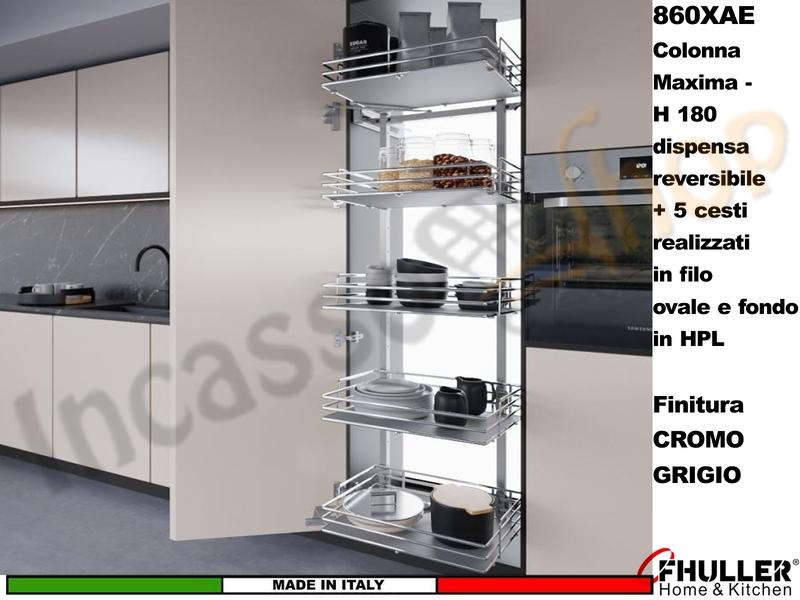 Colonna Dispensa Reversibile ELLITE 860XAE H.180 + 5 Cesti Da 30 a 75 Cr.-Grigio