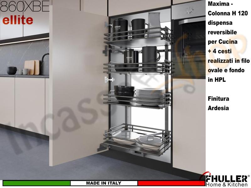 Colonna Dispensa Reversibile ELLITE 860BAE H.120 + 4 Cesti Da 30 a 75 ARDESIA