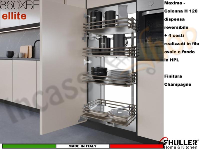 Colonna Dispensa Reversibile ELLITE 860BAE H.120 + 4 Cesti Da 30 a 75 CHAMPAGNE