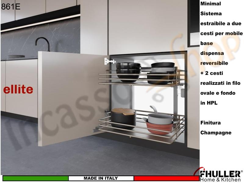 Colonna Dispensa Reversibile ELLITE 861E H.58,2 + 2 Cesti Da 40 a 60 CHAMPAGNE