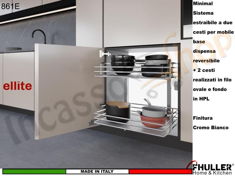 Colonna Dispensa Reversibile ELLITE 861E H.58,2 + 2 Cesti Da 40 a 60 Cr-Bianco