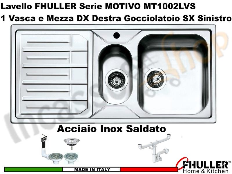 Lavello FHULLER Mod.MOTIVO Acciaio Spazzolato 100X50 1 Vasca H 18 ½ DX Gocc. SX