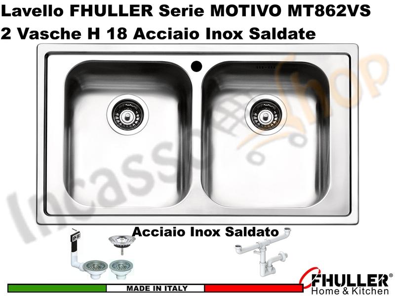 Lavello FHULLER Mod.MOTIVO Acciaio Spazzolato 86X50 2 Vasche H 18