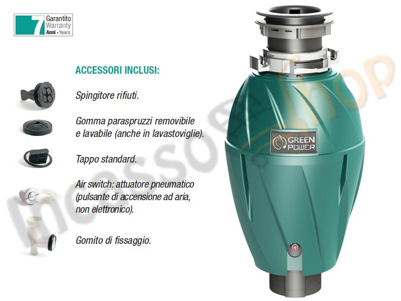 Tritarifiuti Dissipatore Elleci Top 1000 TDH01000 Motore Deluxe 1 Hp 750 Watt