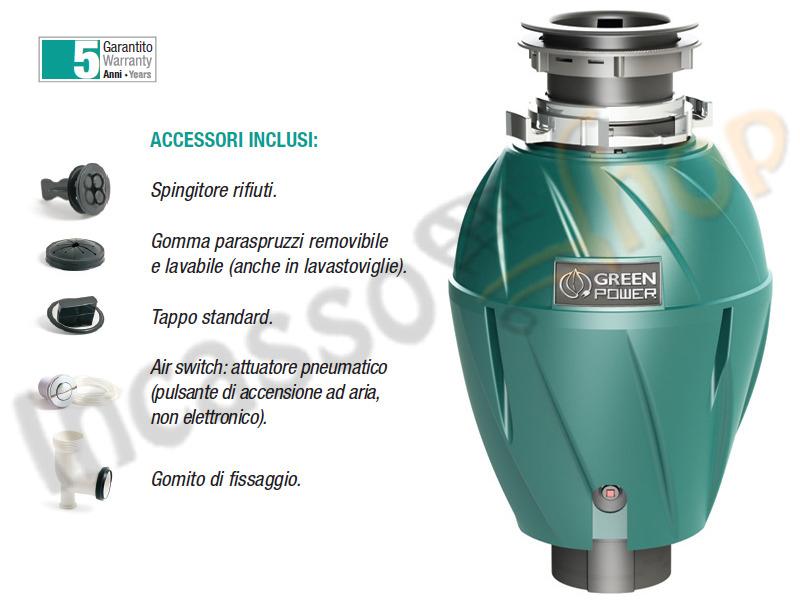 Tritarifiuti Dissipatore Elleci TOP 500 TDH00500  Motore Deluxe 0,5 Hp 375 Watt