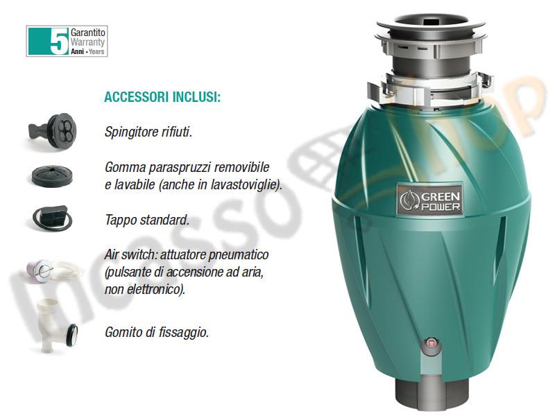Tritarifiuti Dissipatore Elleci Top 750 TDH00750 Motore Deluxe 0,75 HP 550 Watt