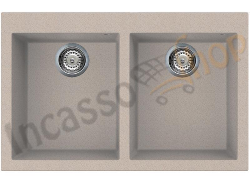 Lavello Elleci Quadra 340 80x53 2 Vasche Granitek Classic® G51 Avena