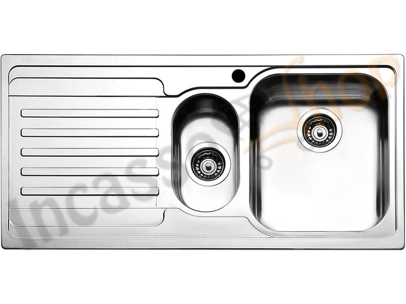 Lavello APELL-FHULLER Venezia Acciaio Spazzolato 100X50 1 Vasca e ½ DX e Goc. SX