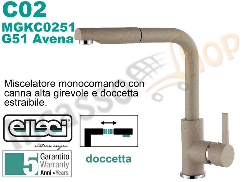 Miscelatore C02 Ebro Doccetta Estraibile G51 Avena