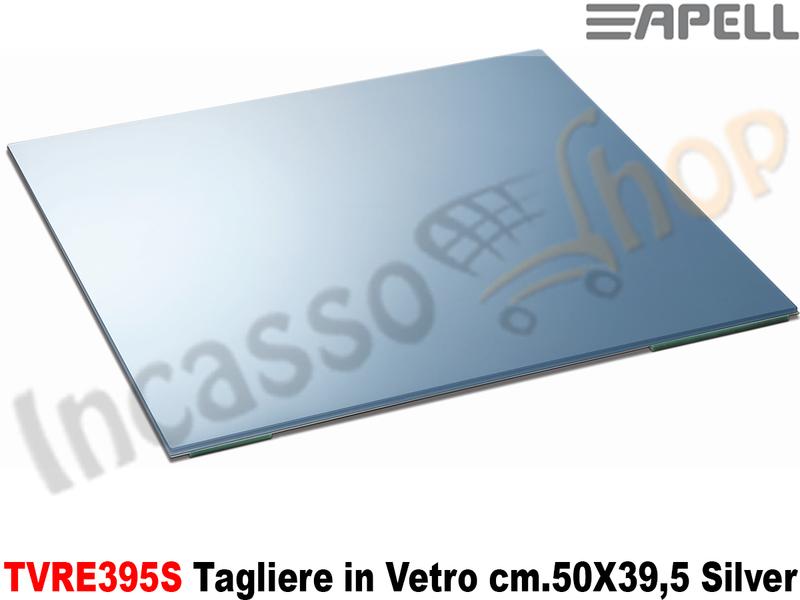 Kit 2 Accessori Apell TVRE395S Cover Tagliere in Vetro cm.50X39,5 Silver