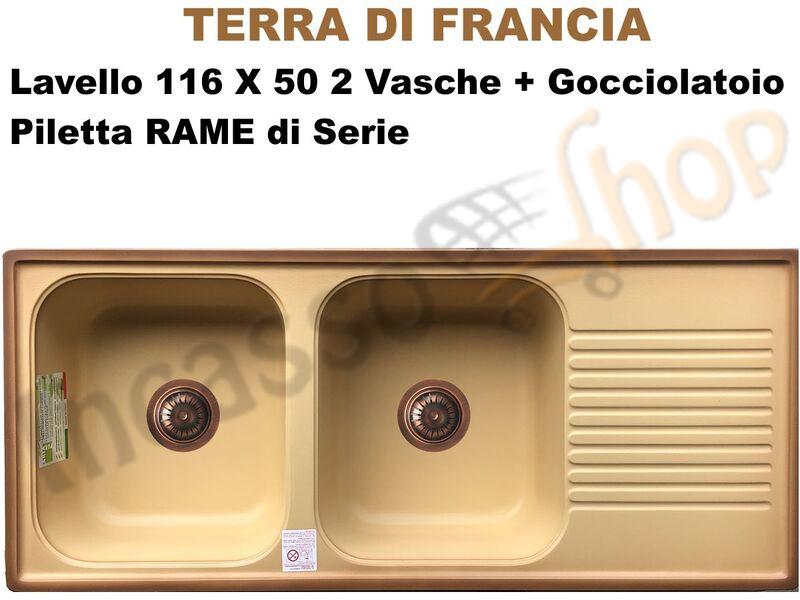 Lavello Telma Futura FT11620-02 116X50 2 Vasche Terra Di Francia Pilette Rame