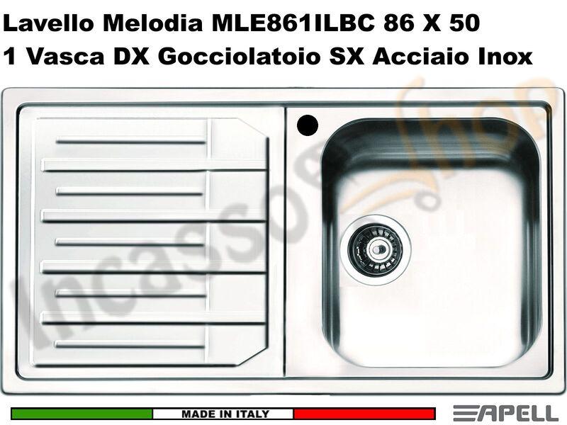 Lavello Apell Melodia 86X50 1 Vasca DX Gocc.SX Acciaio