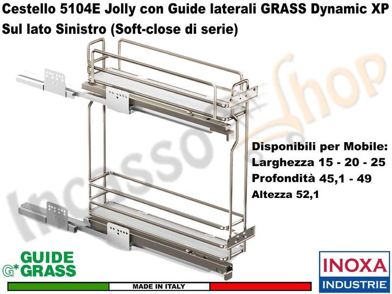 Carello Jolly Estraibile INOXA 5104EY/15-50 Guide Grass Base 15-20-25 Prof 50