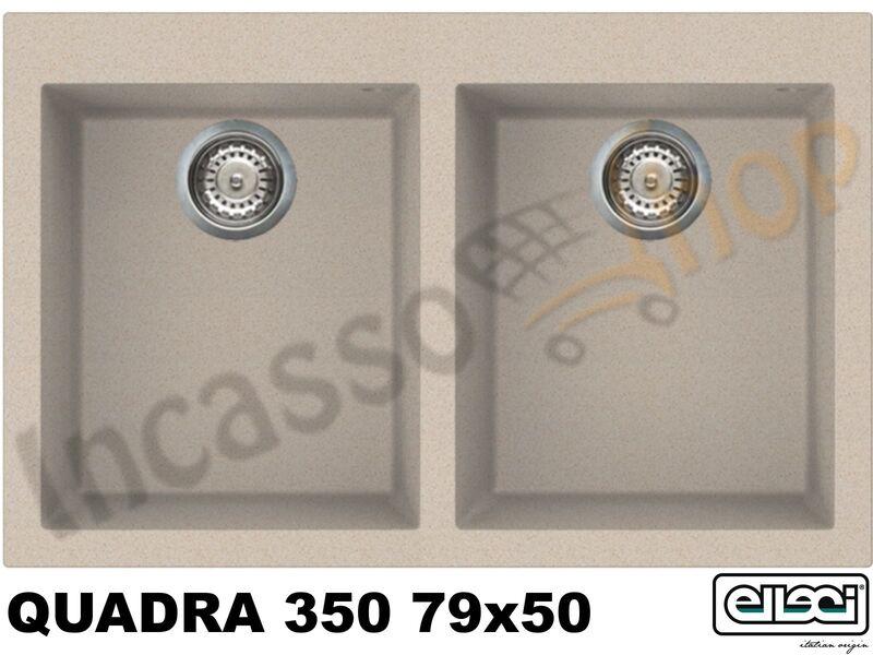 Lavello Quadra 350 LGQ35051 79X50 2 Vasche Granitek® G51 Avena