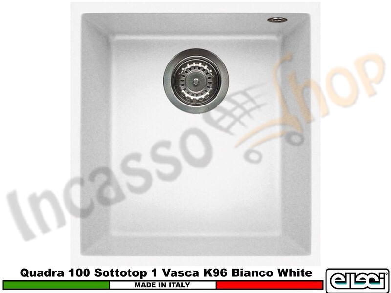 Lavello Elleci Quadra 100 Sottotop 38X44 1 Vasca Keratek Plus® K96 Bianco White
