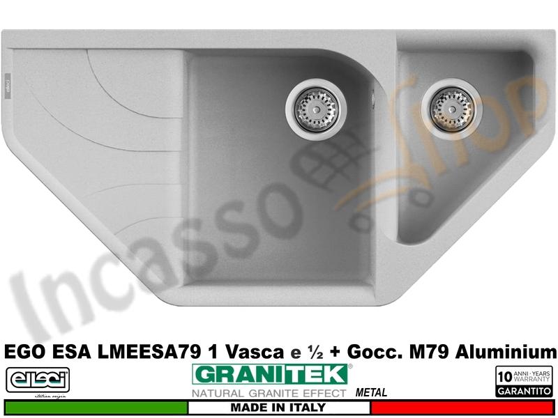 Lavello Elleci Ego Esa 1 Vasca ½ + Gocc. Granitek Metal® M79 Aluminium