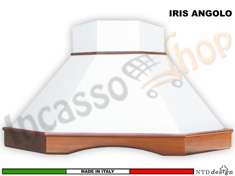Cappa Angolo Iris 103X103 Con Trave Legno Massello Frassino Grezzo