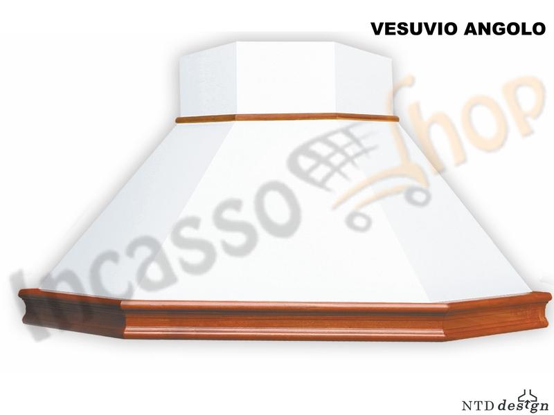 Cappa Angolo Vesuvio 103X103 Con Trave Legno Massello Frassino Grezzo