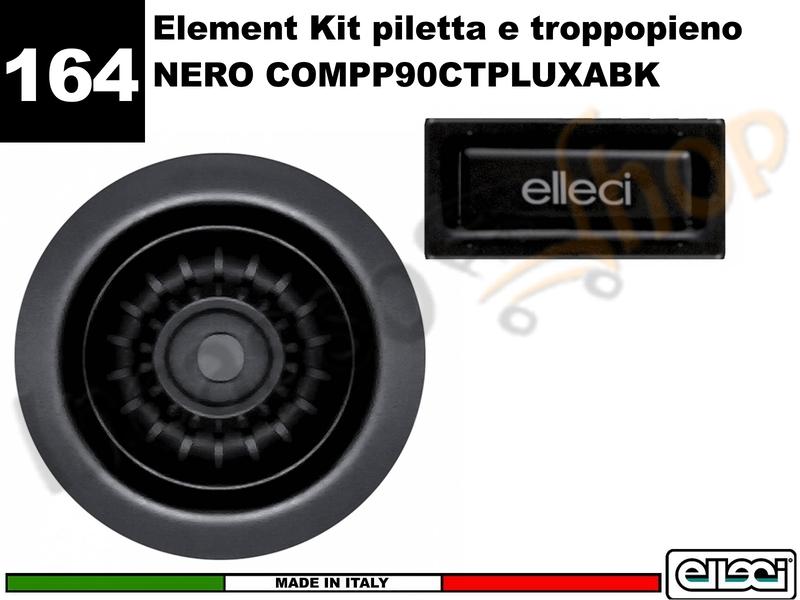 Accessorio 164 COMPP90CTPLUXABK Kit Piletta e Troppopieno Black Nera