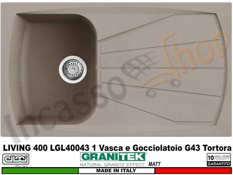 Lavello LGL40043 Living 400 86X50 1 Vasca e Gocc. Granitek Matt® G43 Tortora