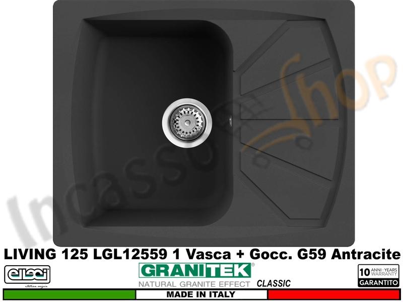 Lavello Elleci LGL12559 Living 125 61 X 50 1 Vasca Granitek Classic® G59 Antracite