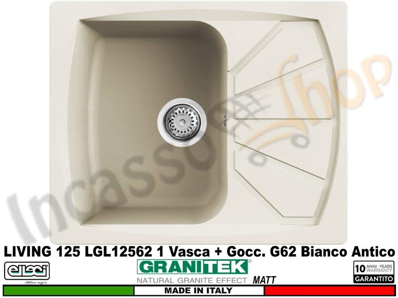 Lavello Elleci LGL12562 Living 125 61 X 50 1V. Granitek Classic® G62 Bianco antico