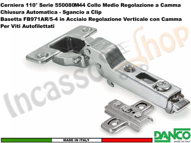 Cerniera Clip Danco F550080M44 Automatica 110° Collo Medio + Basetta 987 Zama