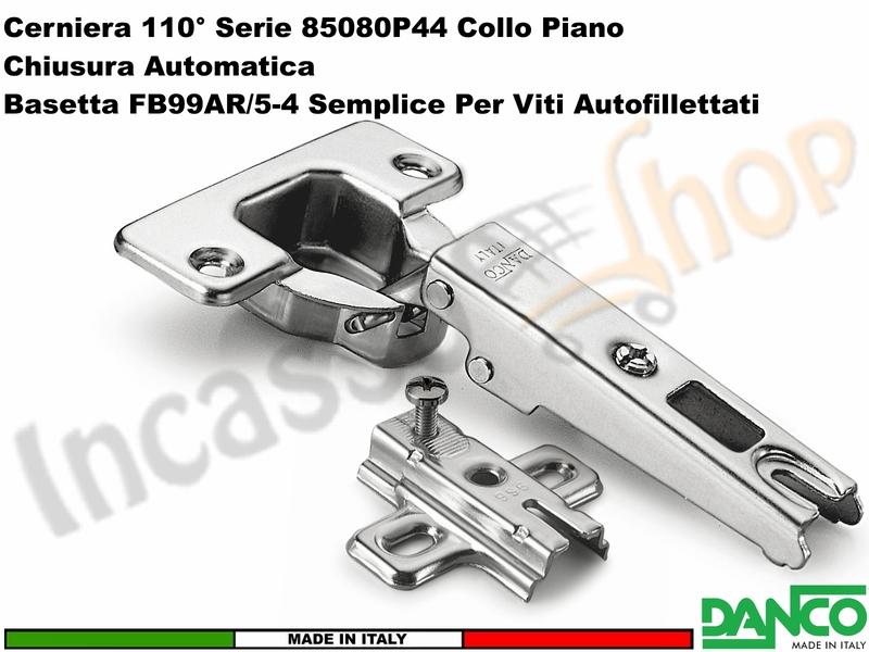 Cerniera Danco F850080P44 Automatica 110° Collo Piano + Basetta 996 Acciaio
