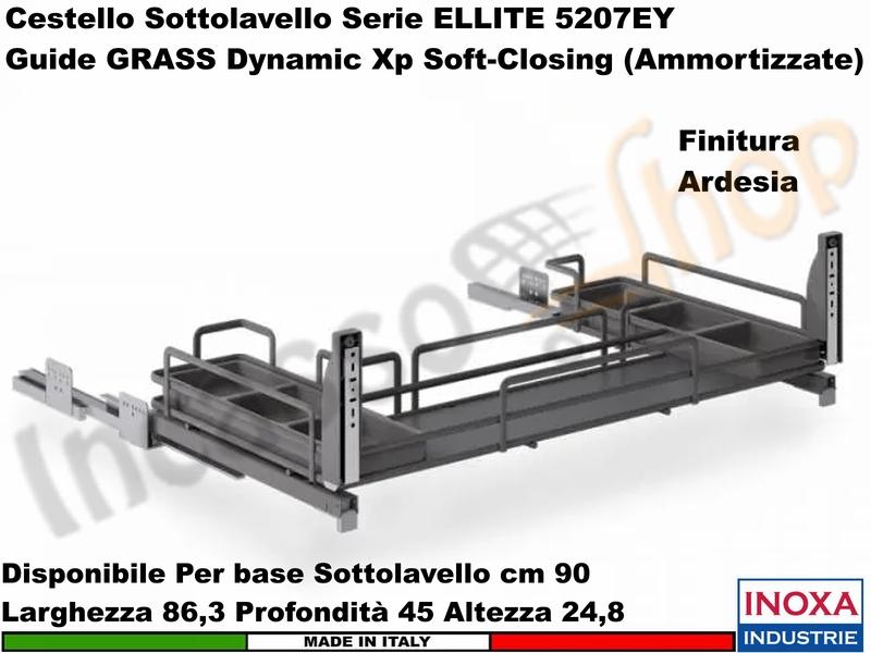 Carello Estraibile Sottolavello ELLITE 5207EY/90-45PAR Base 90 ARDESIA