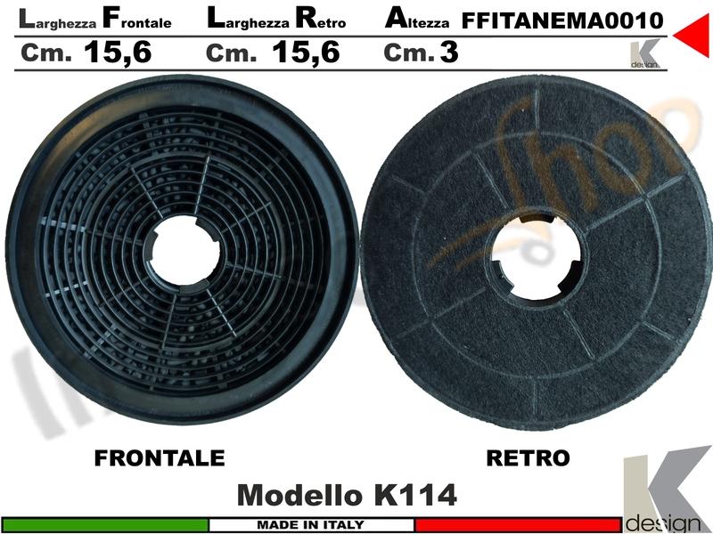 Coppia Filtri Carbone Attivo Ø 15,6 H 3 Per il Modello K114