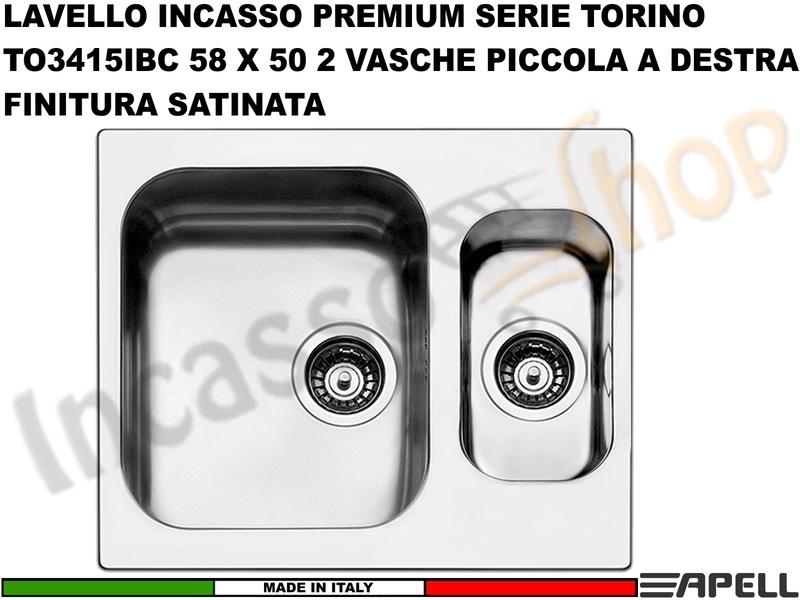 Lavello Apell Torino Acciaio Spazzolato 58X50 1 Vasca e Mezza