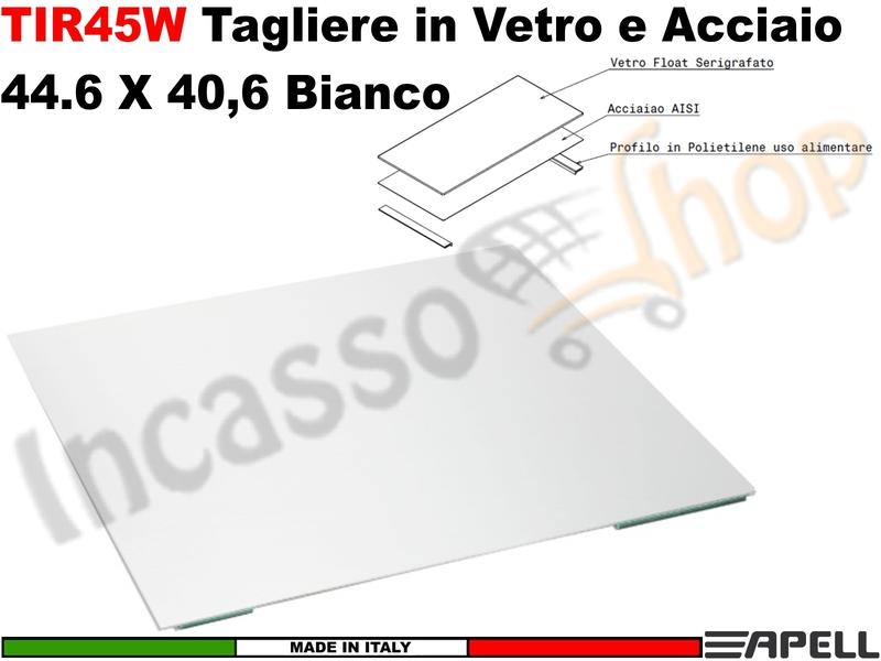 Kit 2 Accessori Apell TIR45W-1 Cover Tagliere in Vetro cm.40,2X44,45 Bianco