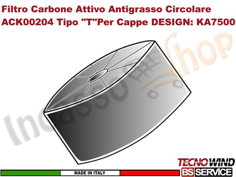 KIT 2 Filtri Carbone Attivo Antigrasso Circolare ACK00203 Tipo "T"
