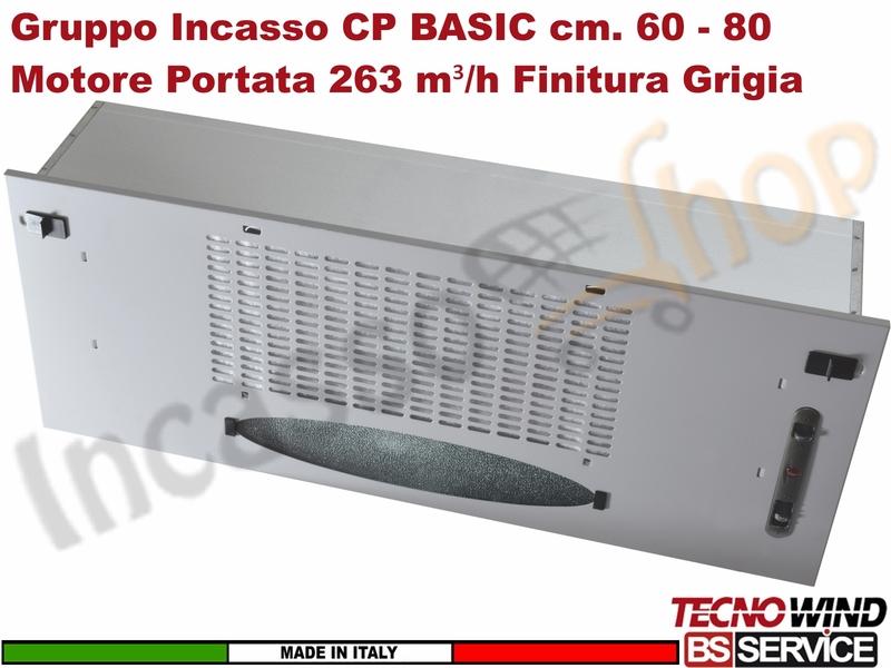 Cappa Gruppo Incasso 60 Sottopensile CP BASIC K102R0188 Motore 263 m³/h Classe D