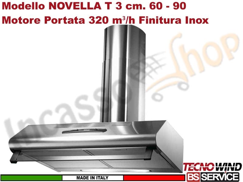 Cappa Sotto Pensile 90 NOVELLA T 3 K002R0657 + Camino Motore 220 m³/h Classe C